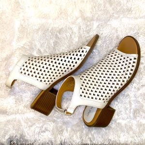 White & Beige Nine West Velcro Sandals